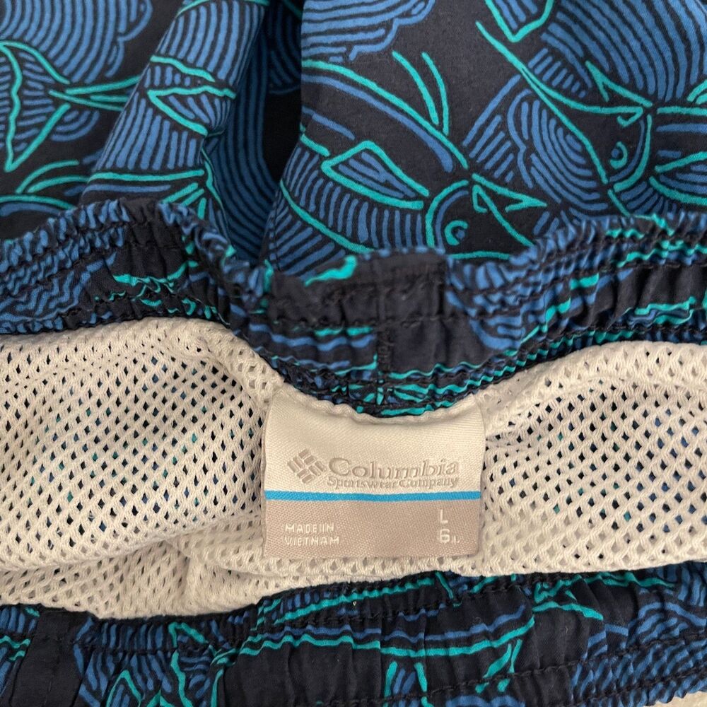Columbia Swim Shorts Men's Large Blue Printed Line Trunks Bathing Suit - Picture 5 of 10